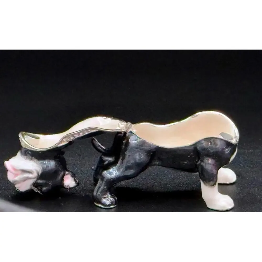 Rare Vintage Boston Terrier Dog Trinket Box Figurine Collectible Display Piece - Picture 4 of 6